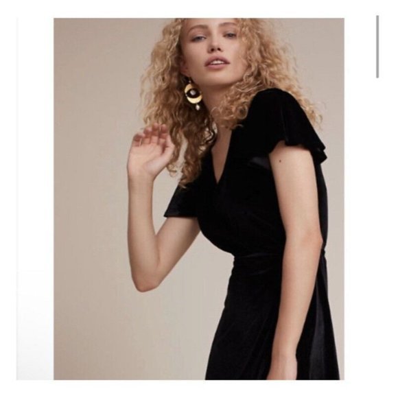 BHLDN Thrive Velvet Wrap Dress Size XL NWT MIDI Velour Flutter‎ Sleeve - Picture 2 of 13